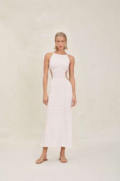 nookie monroe ruched halter midi dress Colour: GOLD